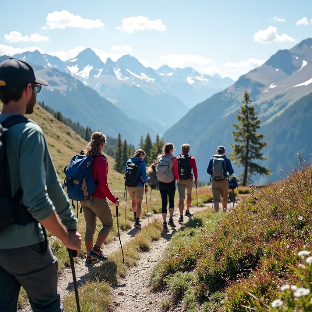 Équipe de guides en randonnée